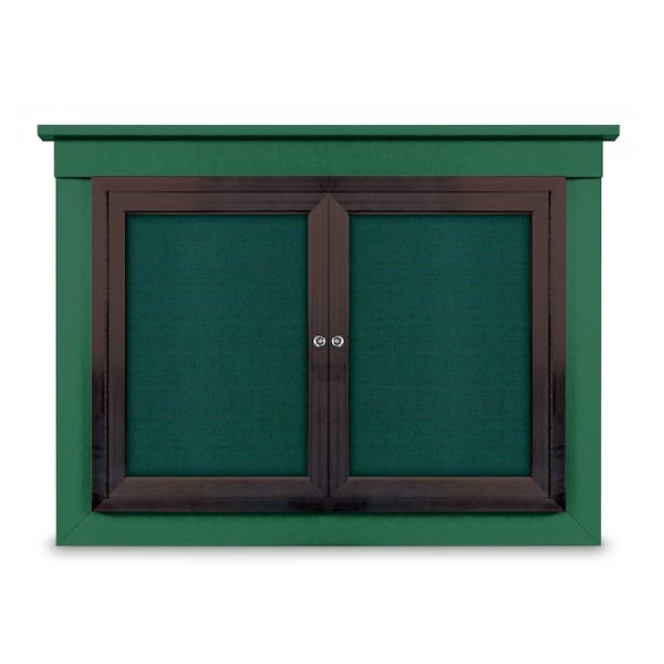 48"x36" 2-Door Enclosed Outdoor Letterboard, Hdr, Grey Felt/Satin